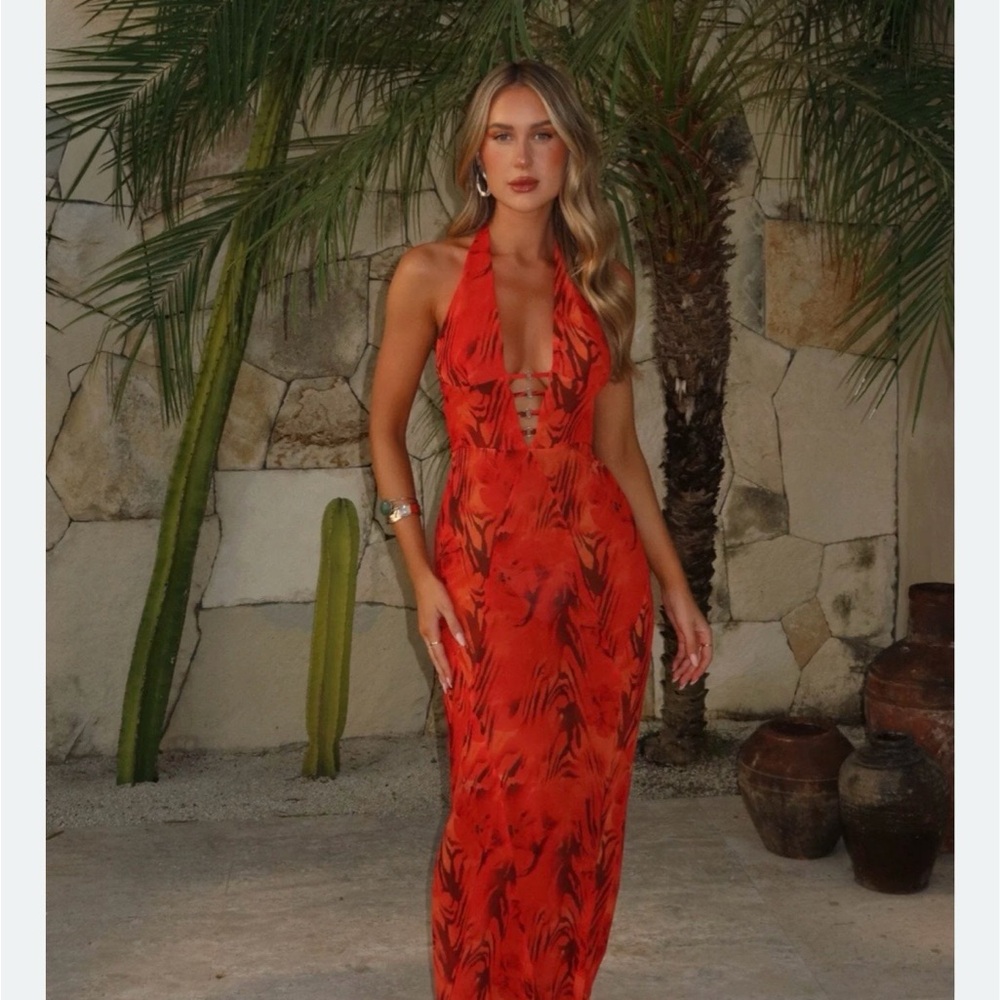 Azores Maxi Dress Scarlet Mirage